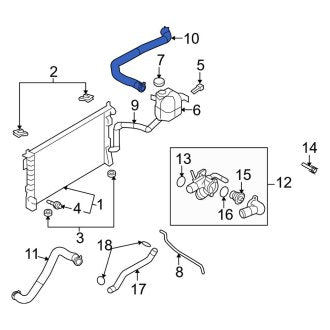 New OEM Upper Radiator Coolant Hose Fits, 2007-2009 Lincoln MKX - Part # 7T4Z8260B