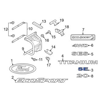 New OEM Rear Door Emblem Fits, 2018-2022 Ford EcoSport - Part # DM5Z5842528D