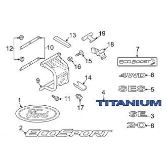 New OEM Rear Door Emblem Fits, 2018-2022 Ford EcoSport - Part # FB5Z9942528D