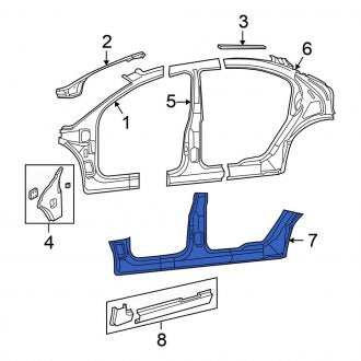 New OEM Left Body B-Pillar and Rocker Panel Fits, 1999-2004 Chrysler 300M - Part # 5003775AG