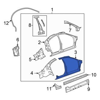 New OEM Right Body B-Pillar and Rocker Panel Fits, 2001-2005 Chrysler Sebring - Part # 5073256AF