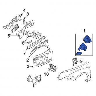 New OEM Front Left Fender Apron Fits, 2001-2010 Chrysler PT Cruiser - Part # 5016291AC