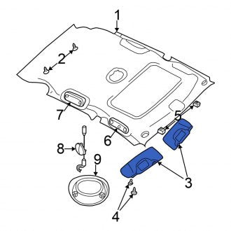 New OEM Left Sun Visor Fits, 2006, 2009 Chrysler PT Cruiser - Part # 1EK33DW1AB