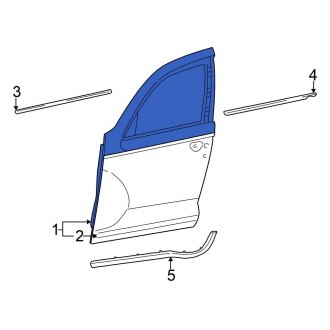 New OEM Front Left Door Shell Fits, 2002-2005 Chrysler PT Cruiser - Part # 5066967AC