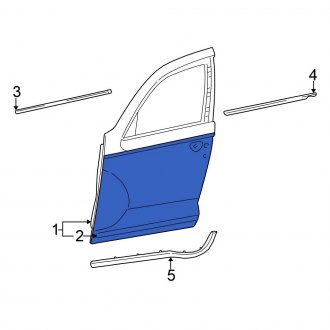 New OEM Front Right Outer Door Outer Panel Fits, 2009-2010 Chrysler PT Cruiser - Part # 5067440AA