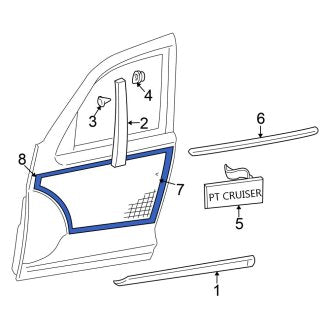 New OEM Front Left Door Molding Fits, 2002-2005 Chrysler PT Cruiser - Part # WT49AAAAC