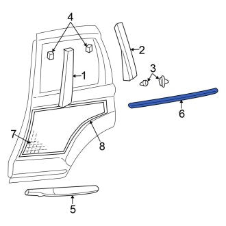 New OEM Rear Right Door Molding Fits, 2002-2005 Chrysler PT Cruiser - Part # WT50AAAAC