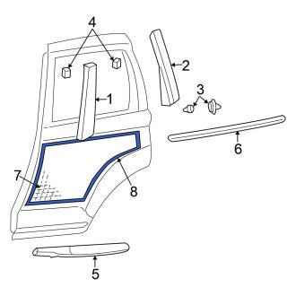 New OEM Rear Left Door Molding Fits, 2002-2005 Chrysler PT Cruiser - Part # WT51AAAAC