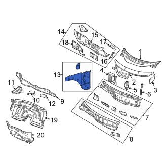 New OEM Left Cowl Side Panel Fits, 2004-2008 Chrysler Pacifica - Part # 5103371AE