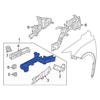 New OEM Front Left Frame Side Member Assembly Fits, 2017-2024 Chrysler Pacifica - Part # 68421205AB