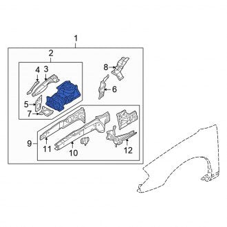 New OEM Front Left Fender Apron Assembly Fits, 2002-2005 Chrysler Sebring - Part # MR954417