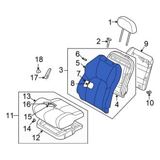 New OEM Front Left Seat Back Cushion Cover Fits, 2003 Chrysler Sebring - Part # MR986317XA