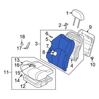 New OEM Front Left Seat Back Cushion Cover Fits, 2005 Chrysler Sebring - Part # MN121031XC