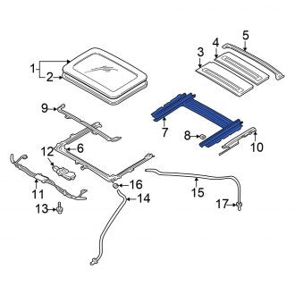 New OEM Rear Sunroof Frame Fits, 2001-2005 Chrysler Sebring - Part # MR523115