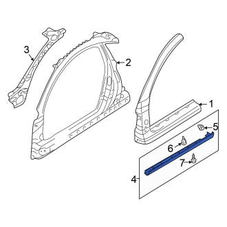 New OEM Left Rocker Panel Guard Fits, 2003-2005 Chrysler Sebring - Part # MR655074