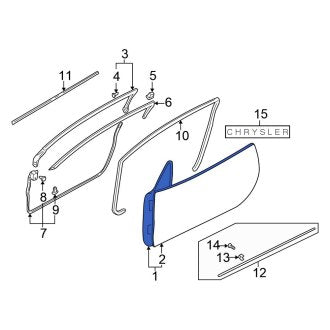 New OEM Front Right Door Shell Fits, 2003-2005 Chrysler Sebring - Part # MR990212