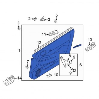 New OEM Front Left Inner Door Interior Trim Panel Fits, 2001-2002 Chrysler Sebring - Part # MR550765