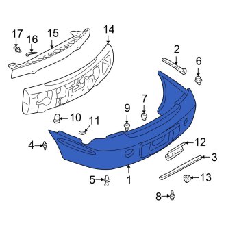 New OEM Rear Bumper Cover Fits, 2001-2002 Chrysler Sebring - Part # MR516342