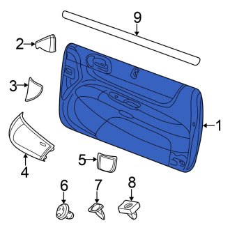 New OEM Front Left Inner Door Interior Trim Panel Fits, 2001-2003 Chrysler Sebring - Part # RU231L5AJ