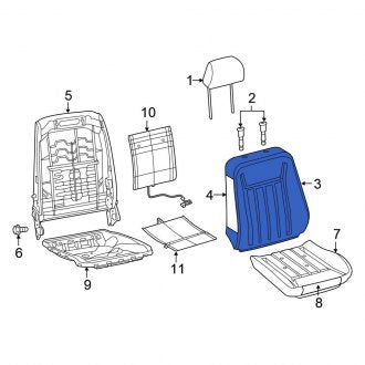 New OEM Front Right Seat Back Cushion Cover Fits, 2017-2022 Chrysler 300 - Part # 6LZ70LA3AA