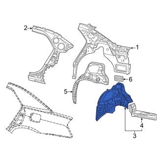 New OEM Rear Left Inner Wheel Housing Side Panel Fits, 2011 Chrysler 300 - Part # 68066719AD