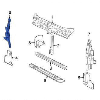 New OEM Front Right Inner Radiator Support Side Panel Fits, 2006-2010 Chrysler PT Cruiser - Part # 5067586AB