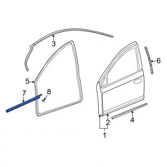 New OEM Genuine Plymouth, Front Left Door Window Belt Weatherstrip - Part # 5027067AL