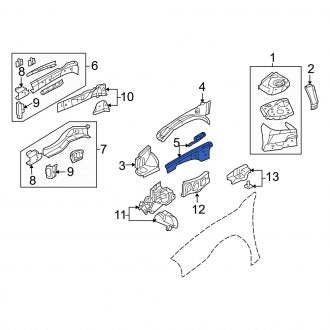 New OEM Front Left Inner Fender Rail Fits, 1995-2006 Dodge Stratus - Part # 4814151AB