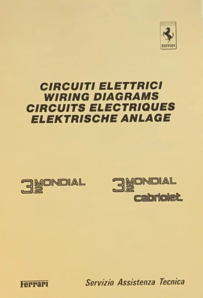 New Reprinted Ferrari Mondial 3.2 Wiring Schematics Cat. # 488/87 (95990858)