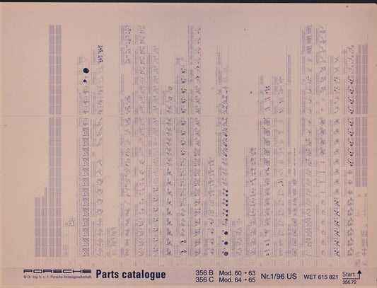 OEM 60-65 356B - 356C Porsche Microfiche Parts Illustrations WET-615-821