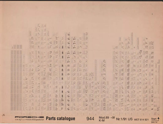 OEM 1989-1991 Porsche 944 Microfiche Parts Illustrations Catalogue, Part # WET-614-921