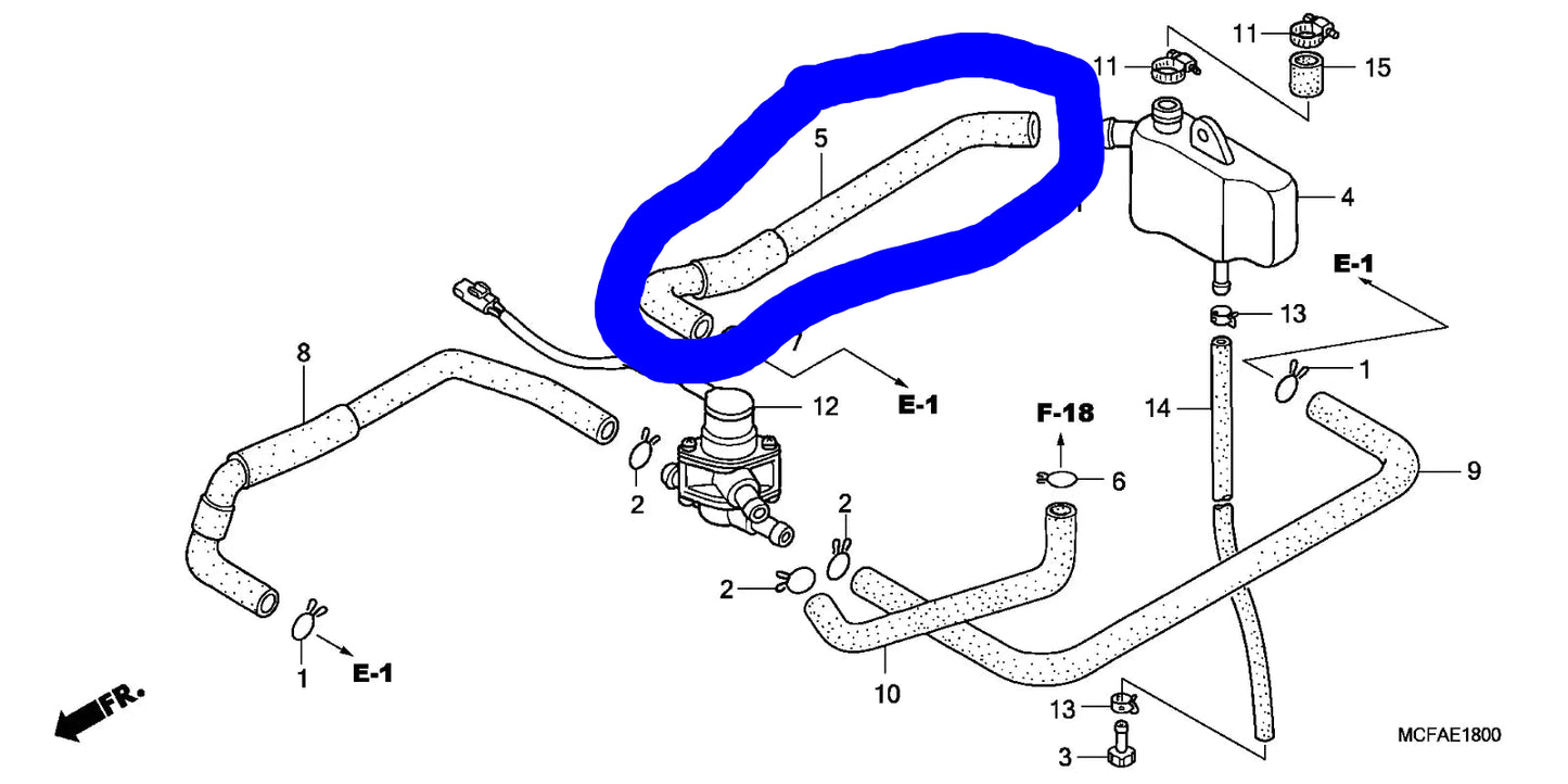 New OEM 2006 Honda RVT1000R AC Breather Hose Tube, Part # 17551-MCF-000