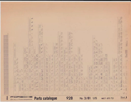 OEM 1978-1982 Porsche 928 Microfiche Parts Illustrations Catalogue, Part # WET-613-721