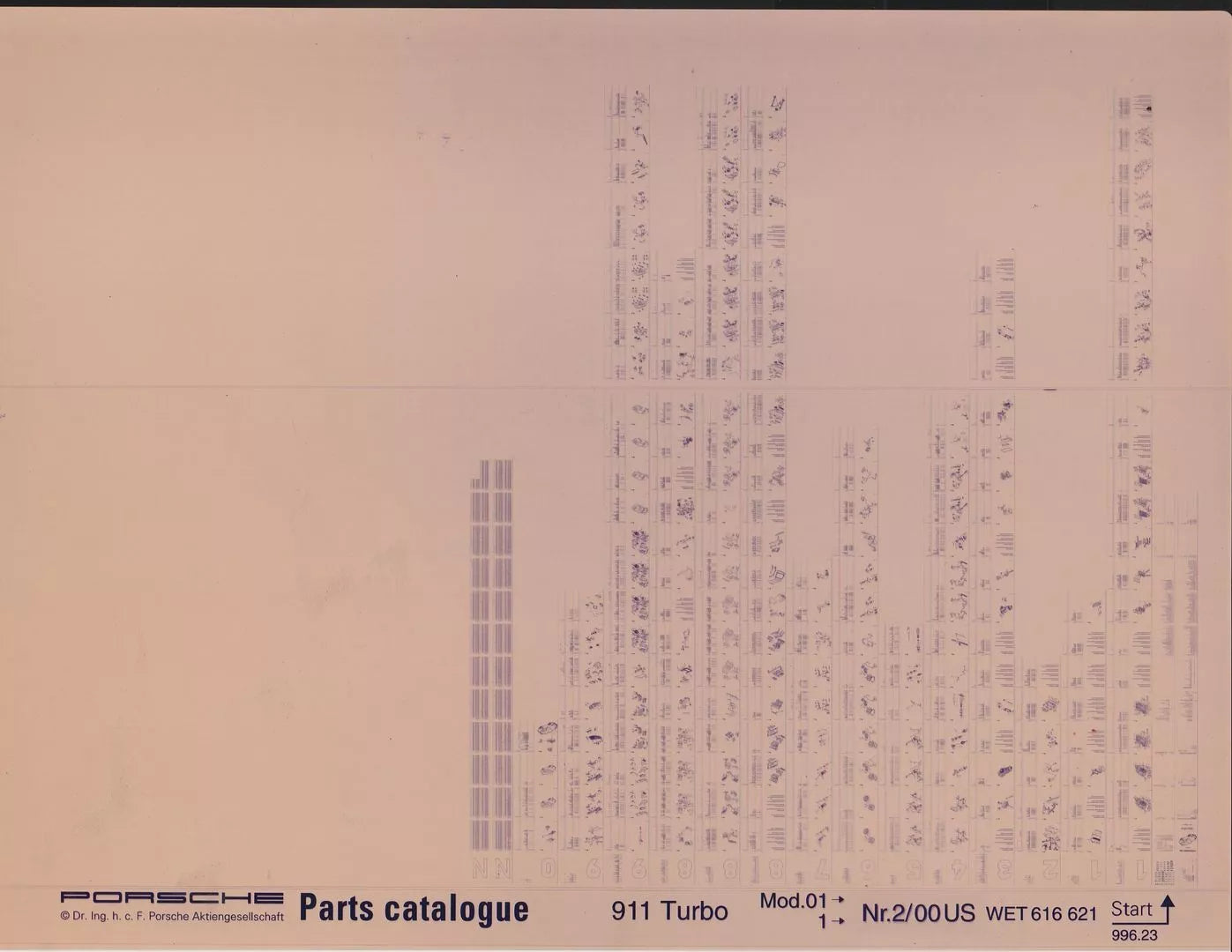 OEM 2001 Porsche 911 Turbo Microfiche Parts Illustrations Catalogue, Part # WET-616-621