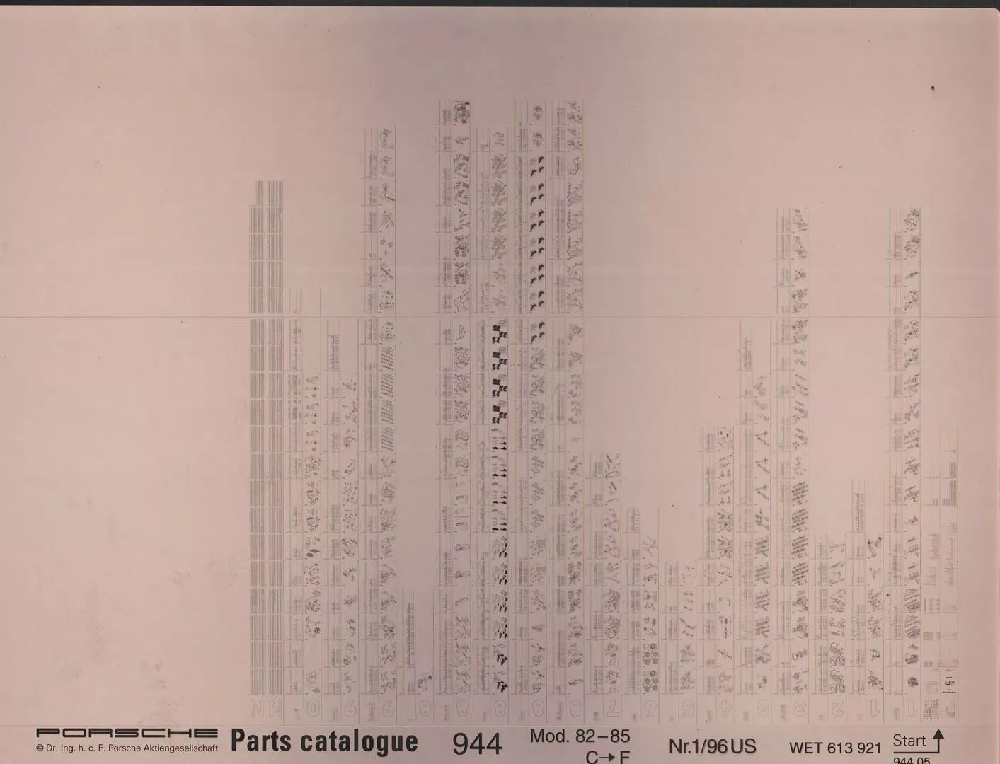 OEM 1982-1985 Porsche 944 Microfiche Parts Illustrations Catalogue, Part # WET-613-921