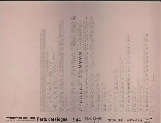 OEM 1982-1985 Porsche 944 Microfiche Parts Illustrations Catalogue, Part # WET-613-921