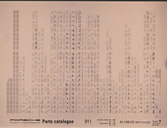 OEM 1984-1986 Porsche 911 Carrera Turbo Microfiche Parts Illustrations, Part # WET-614-221