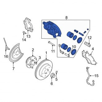 New OEM Front Right Disc Brake Caliper Fits, 2004-2006 Dodge Durango - Part # 5134582AC