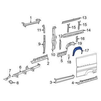 New OEM Rear Right Outer Wheel Housing Side Panel Fits, 2014-2024 Ram ProMaster - Part # 68134056AA