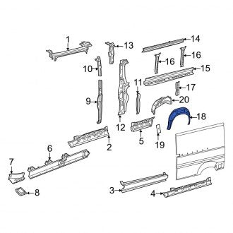 New OEM Rear Left Outer Wheel Housing Side Panel Fits, 2014-2024 Ram ProMaster - Part # 68134057AA