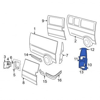New 1994-1998 Fits Dodge B-Series Left Upper Quarter Panel Filler Panel, Part # 55346983