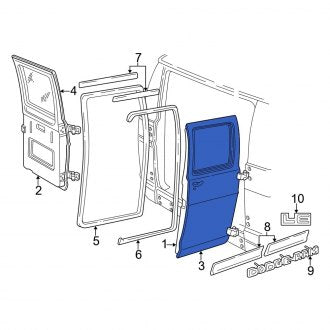 New OEM Rear Right Outer Door Outer Panel Fits, 1994-1998 Dodge B-Series - Part # 55346441