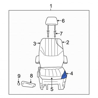 New OEM Front Left Seat Cushion Foam Fits, 2004-2007 Chrysler Town and Country - Part # ZA381J3AA