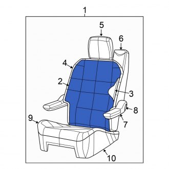 New OEM Center Right Seat Back Cushion Cover Fits, 2008-2009 Chrysler Town and Country - Part # 1HV461K2AA