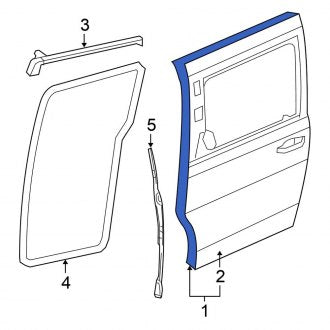 New OEM Left Door Shell Fits, 2008-2010 Chrysler Town and Country - Part # 5020699AG