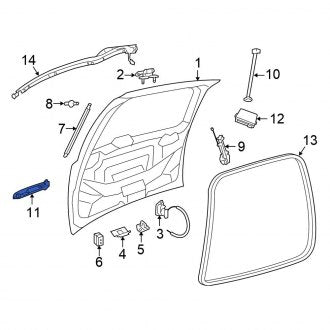 New OEM Rear Liftgate Latch Handle Fits, 2008-2012 Chrysler Town and Country - Part # 68028046AA