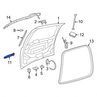 New OEM Rear Liftgate Latch Handle Fits, 2012-2013 Ram CV - Part # 1XR46DX8AA