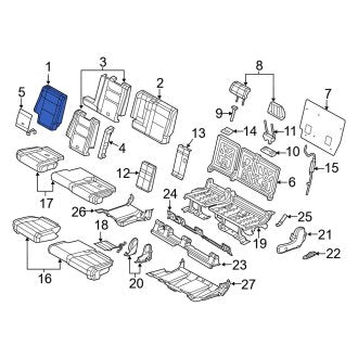 New OEM Center Right Seat Back Cushion Cover Fits, 2013 Dodge Durango - Part # 1YQ20DX9AB