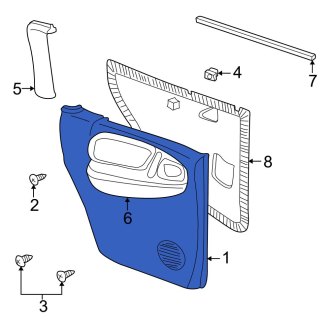 New OEM Rear Left Inner Door Interior Trim Panel Fits, 1998 Dodge Durango - Part # RW171C3AA