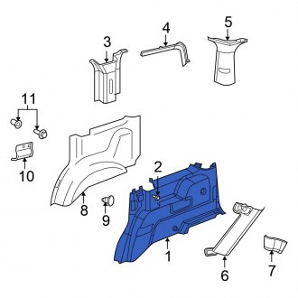 New OEM Rear Right Interior Quarter Panel Trim Panel Fits, 2007, 2009 Chrysler Aspen - Part # 5KT60BD1AC